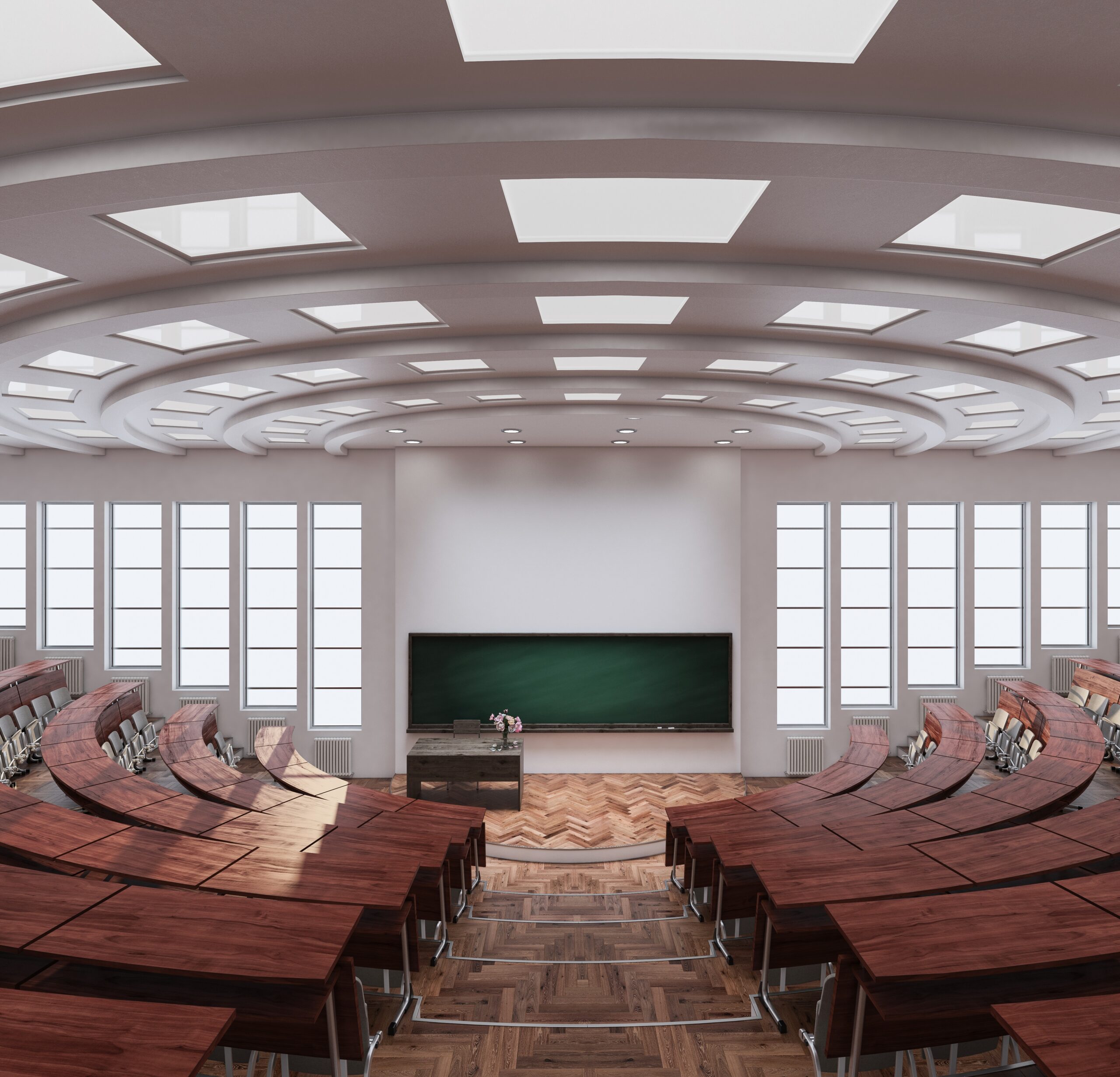 Wide Angle View of an Empty university Auditorium, 2