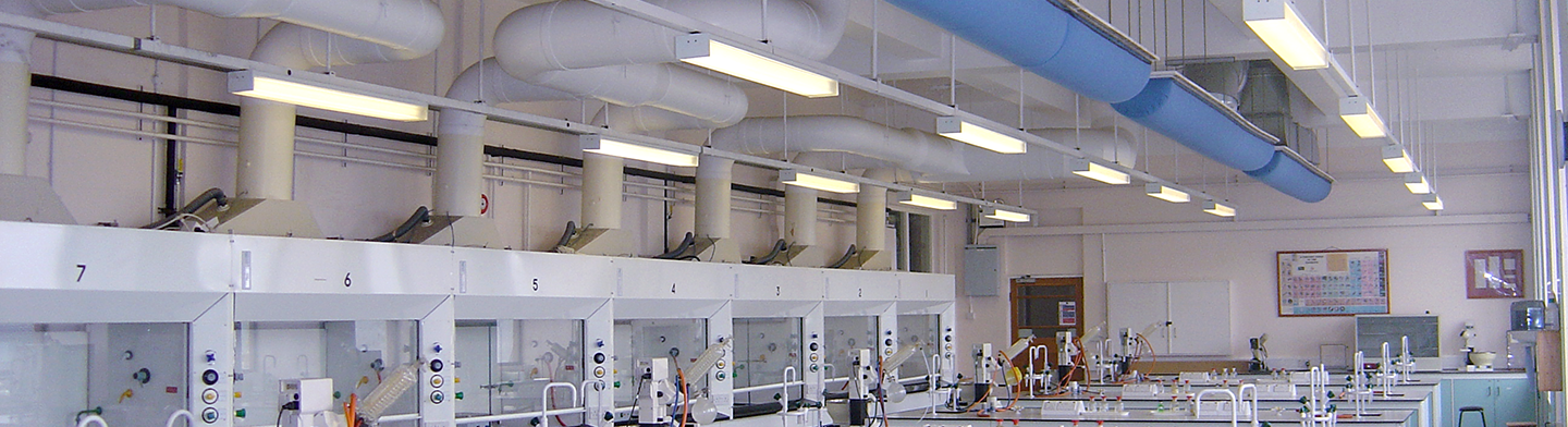 Blue duct systems installed inside a laboratory, 2