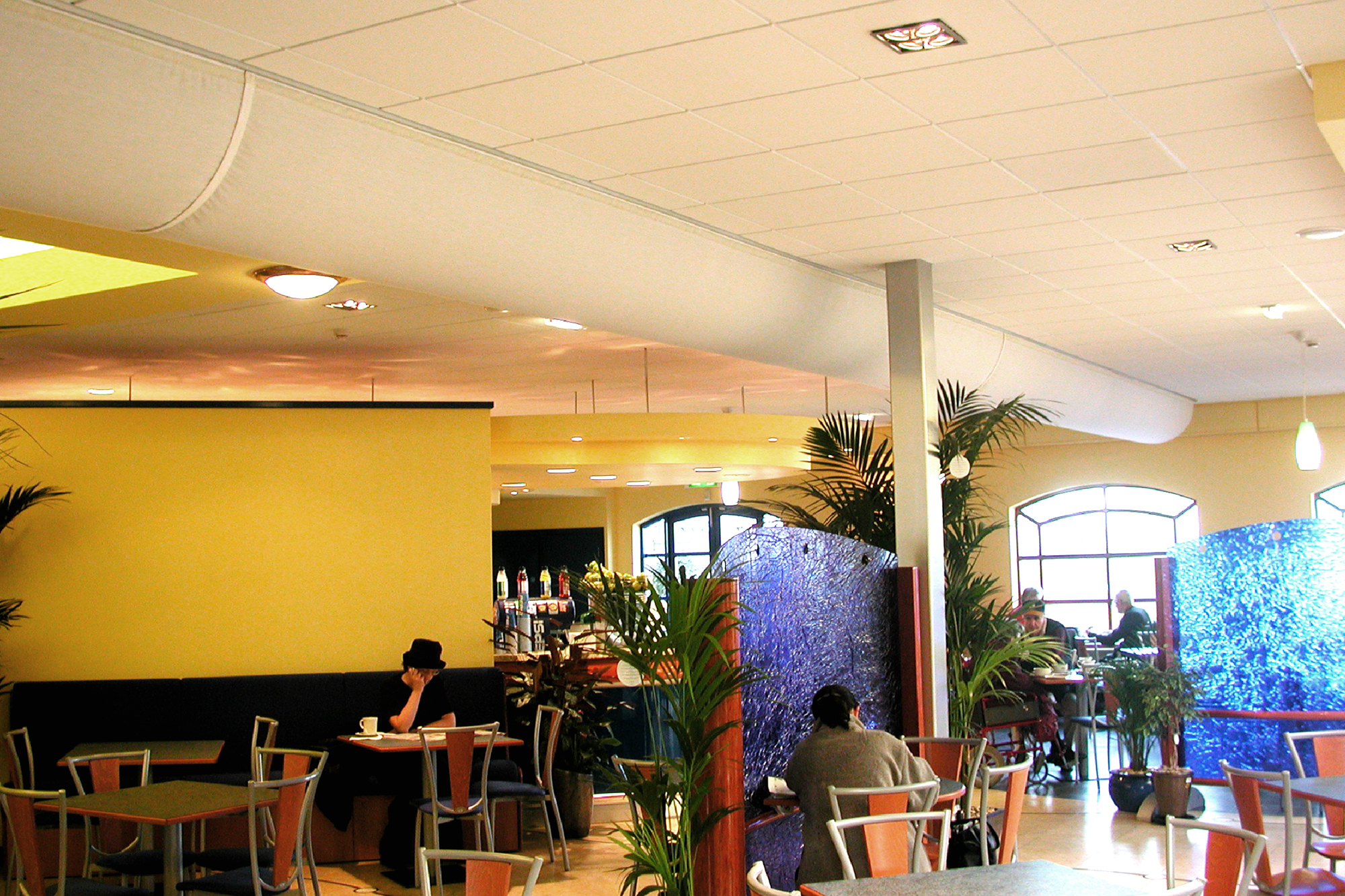 White fabric duct inside Garden Center Restaurant, UK, 2