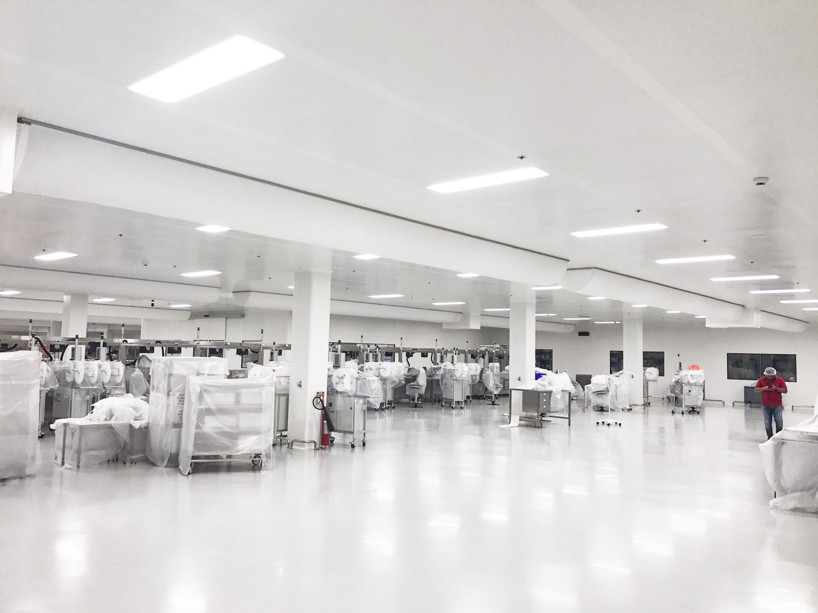 White oval ductwork installed in Novamed pharmaceutical manufacturing facility, Turkey, 2