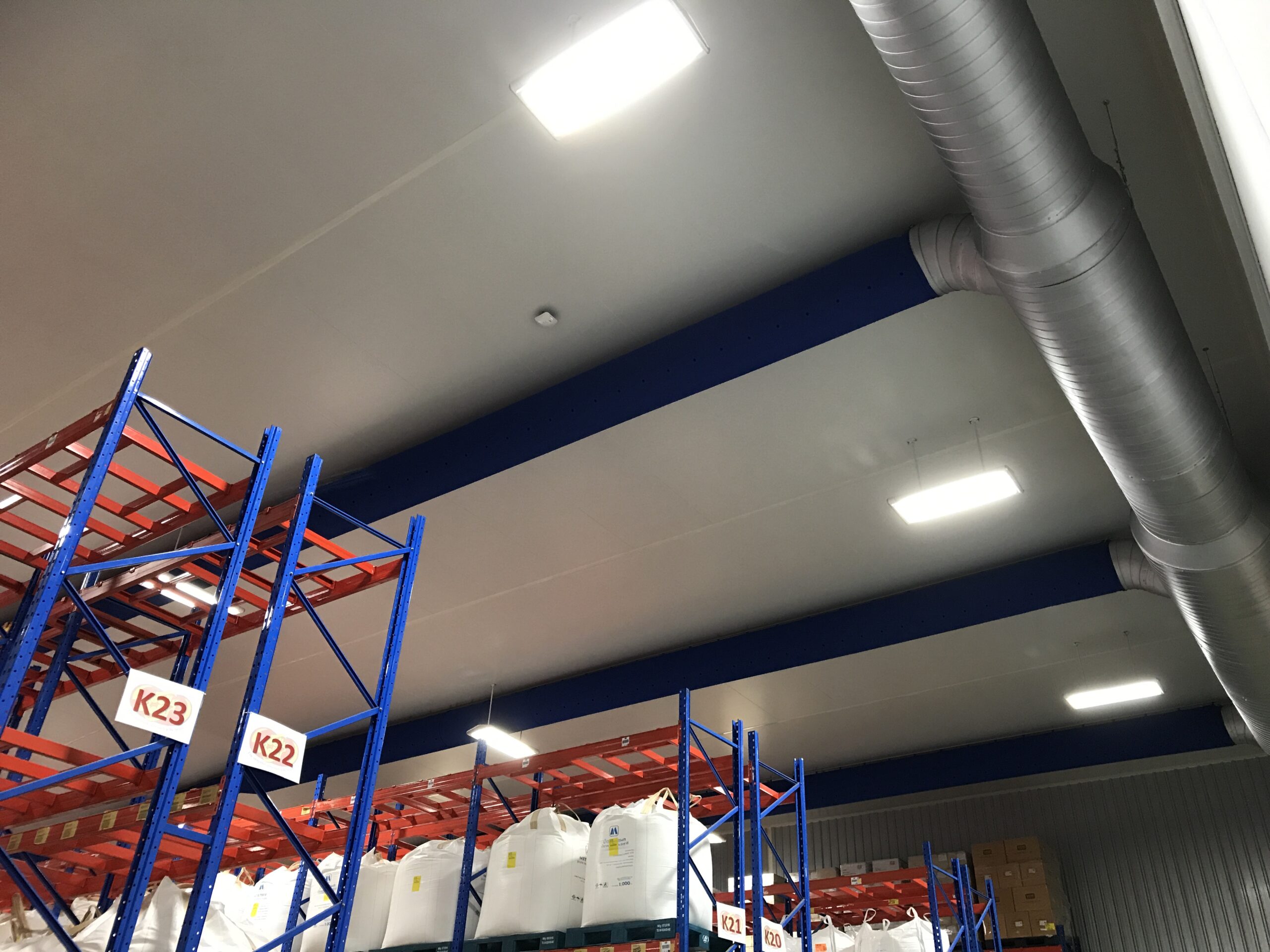 Dark Blue air ducts installed in Jelly Belly company storage facilities, 4