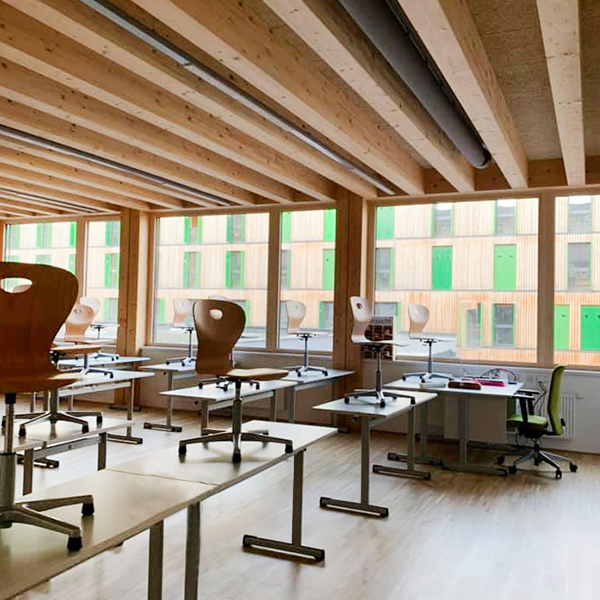 Empty school classroom, Austria, 2
