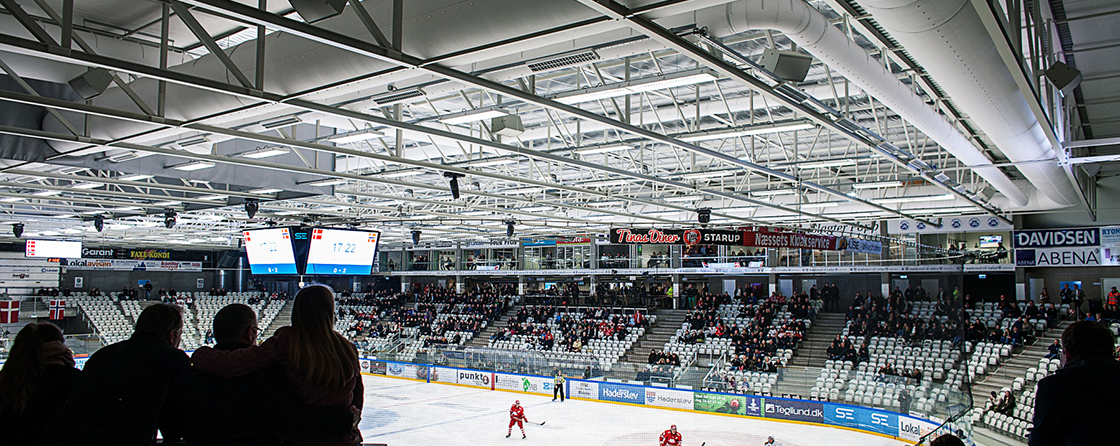 White air ducts inside an indoor hockey arena, 2