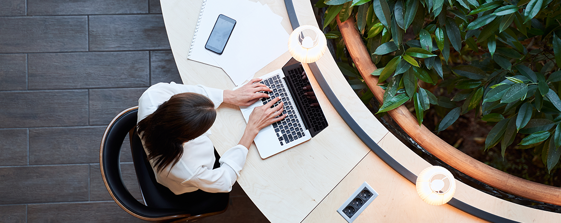 Woman working on a laptop, 2