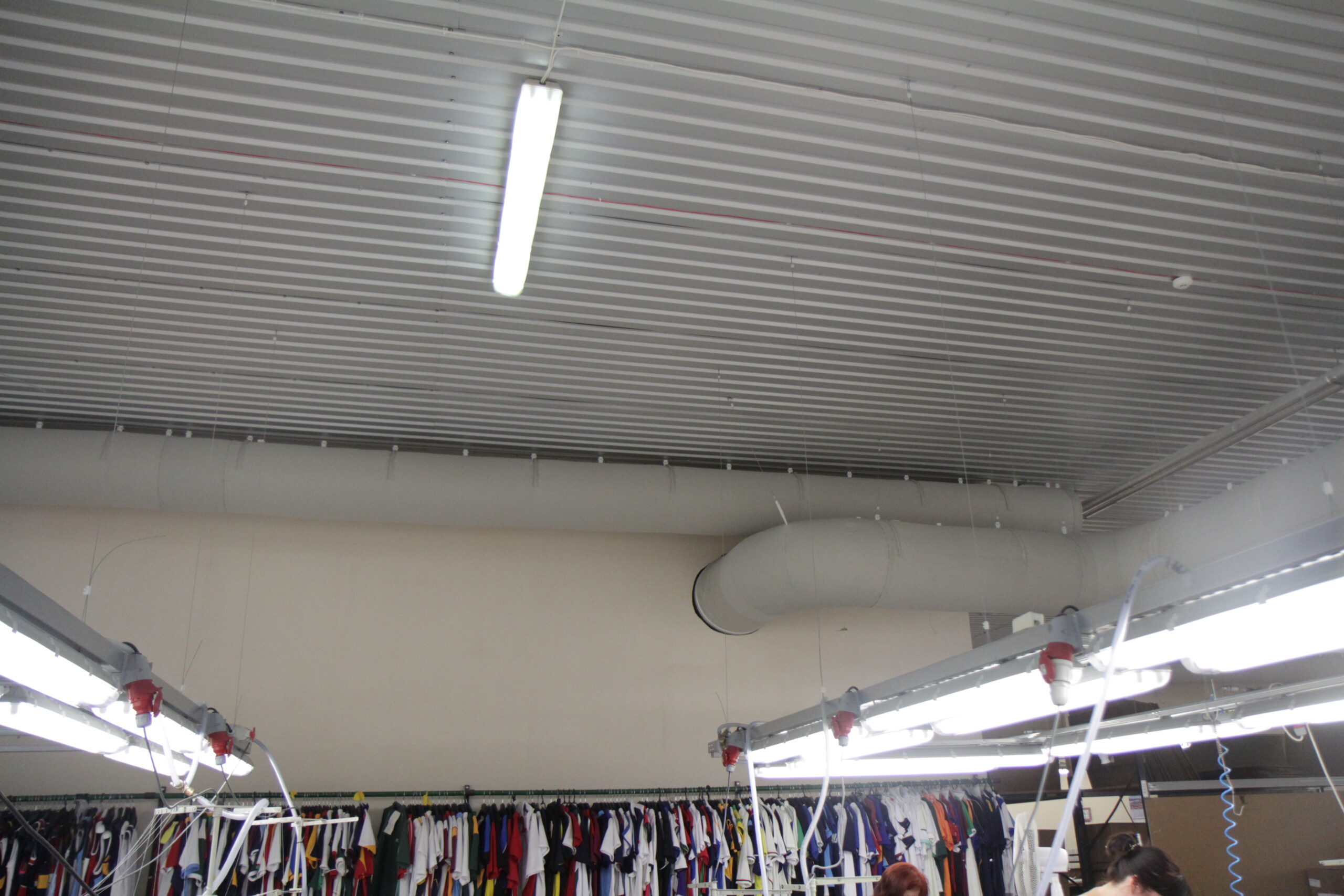 White duct systems in Haltex clothing warehouse, Alytus, Lithuania, 2