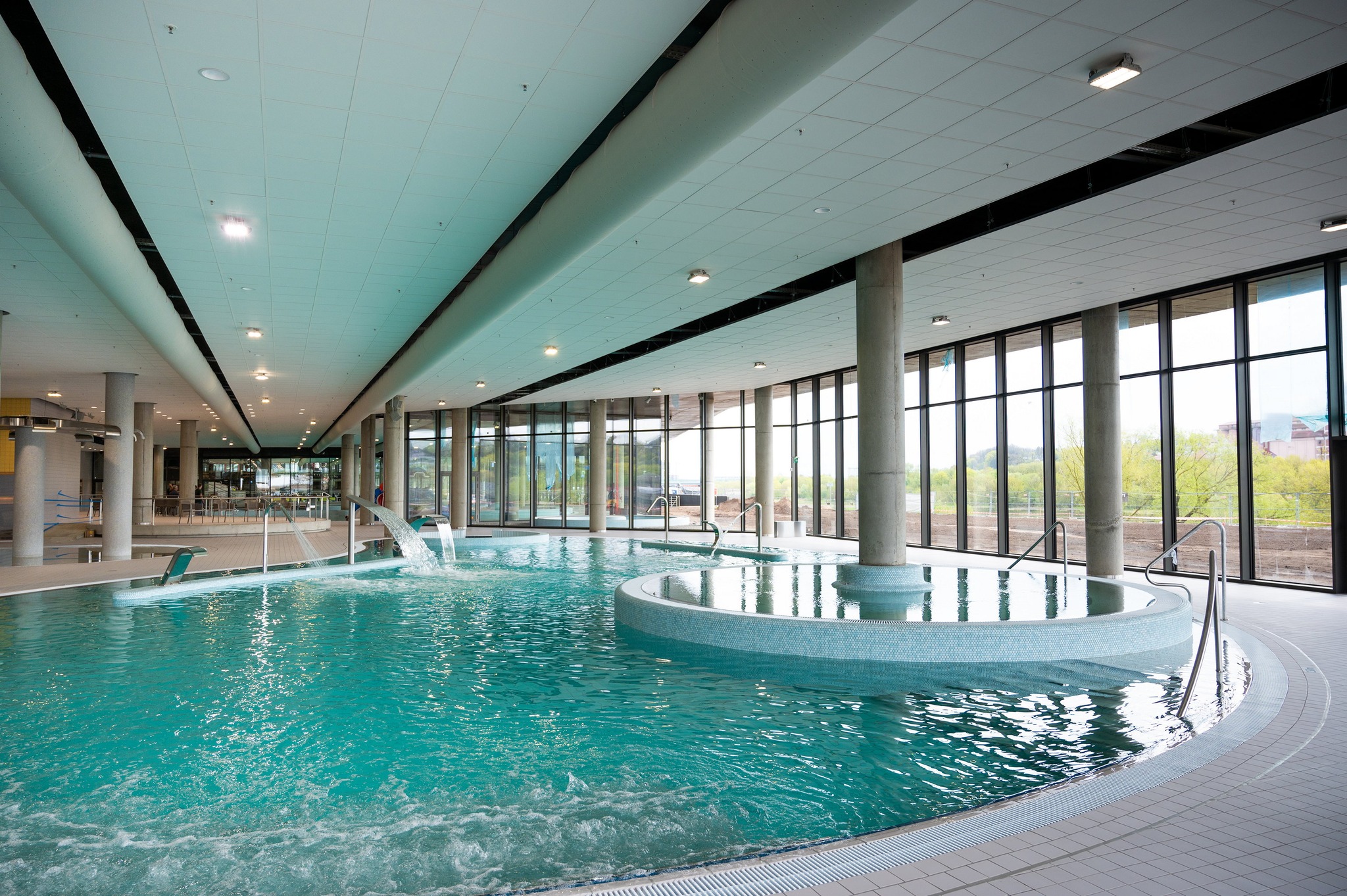 White fabric duct in Žalgiris Arena Water Sports Center, Lithuania