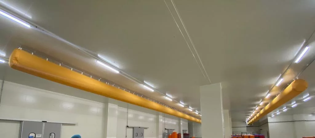 Yellow air ducts installed in HEG Gida, Turkey
