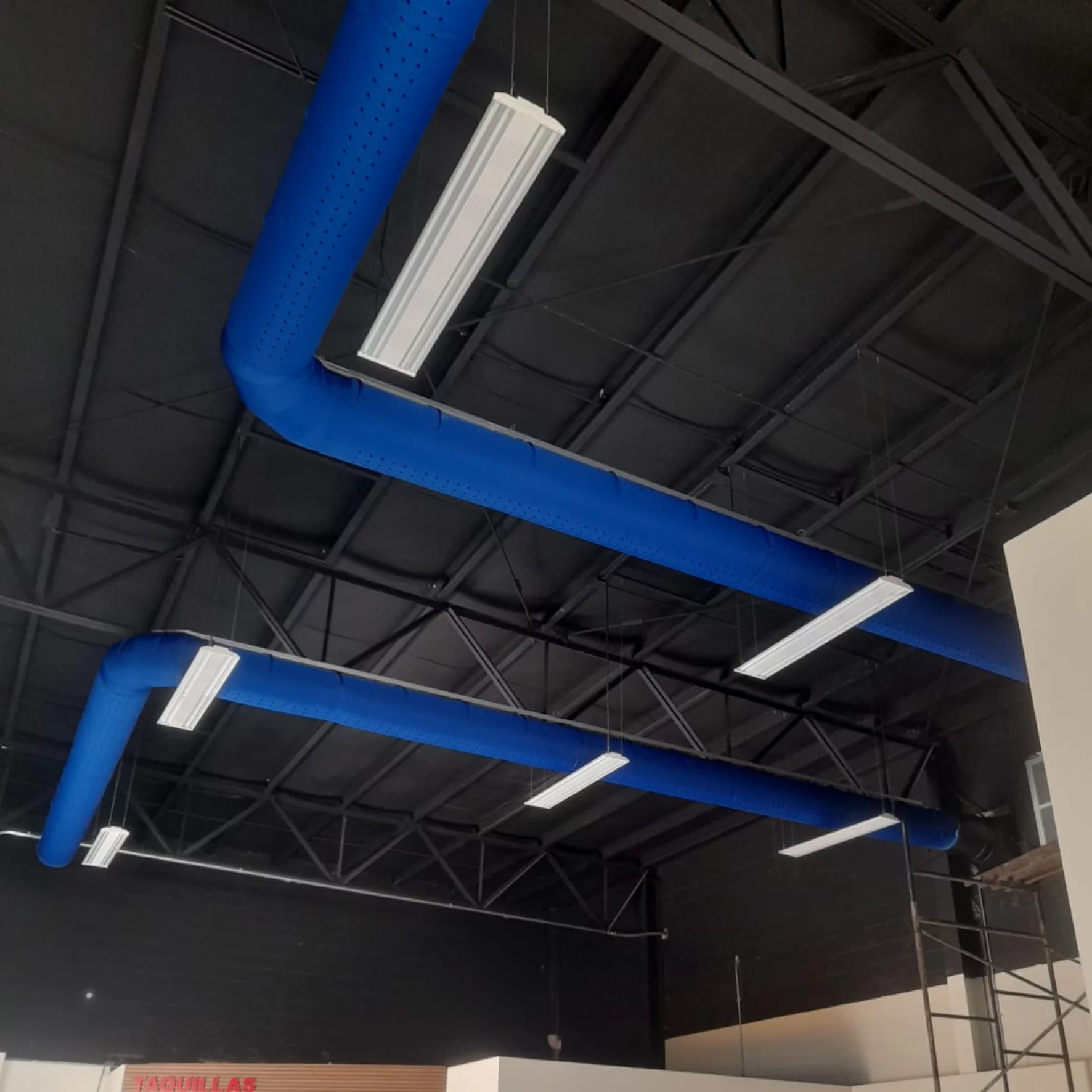Blue duct systems inside Sonora Bus Station, USA