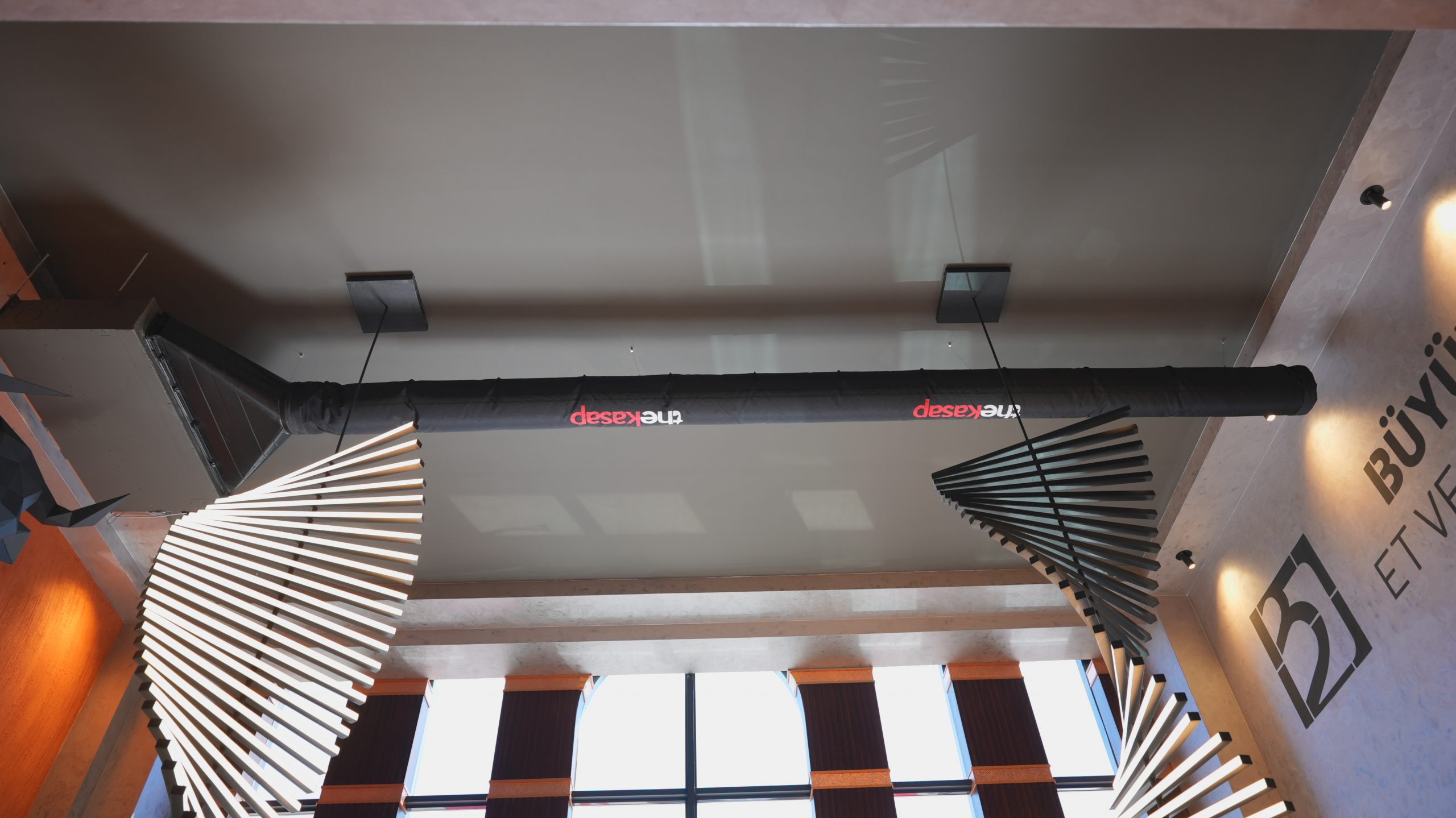 Black air distribution systems inside Kasap Kayseri meat processing facility, TR