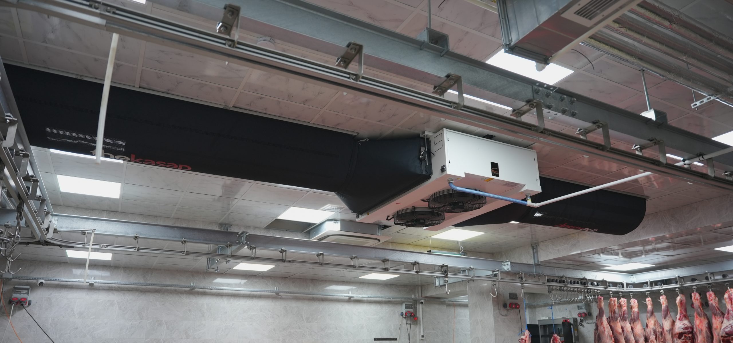 Black air duct in Kasap Kayser meat processing factory, TR