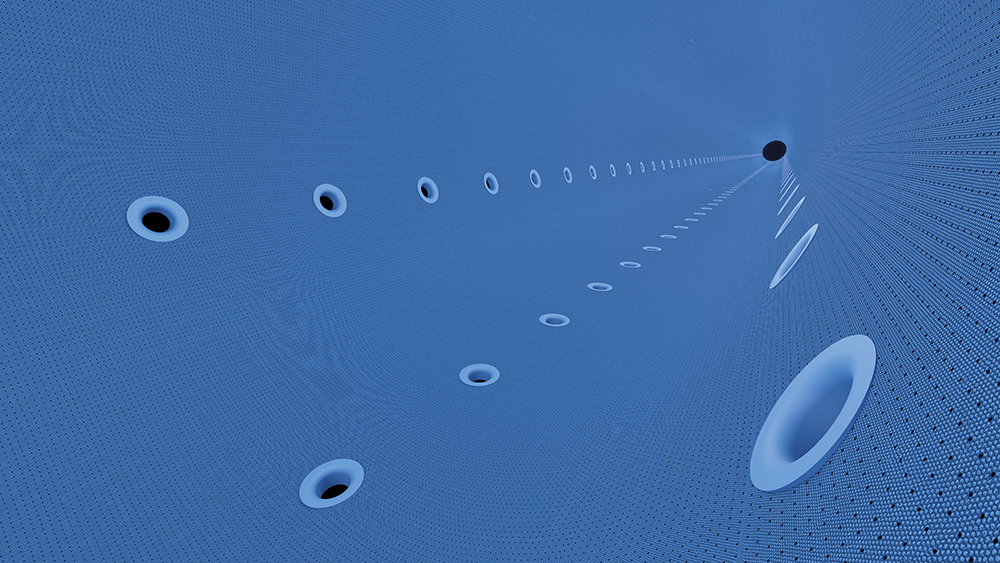 Blue fabric duct material, flow model type 1, IN