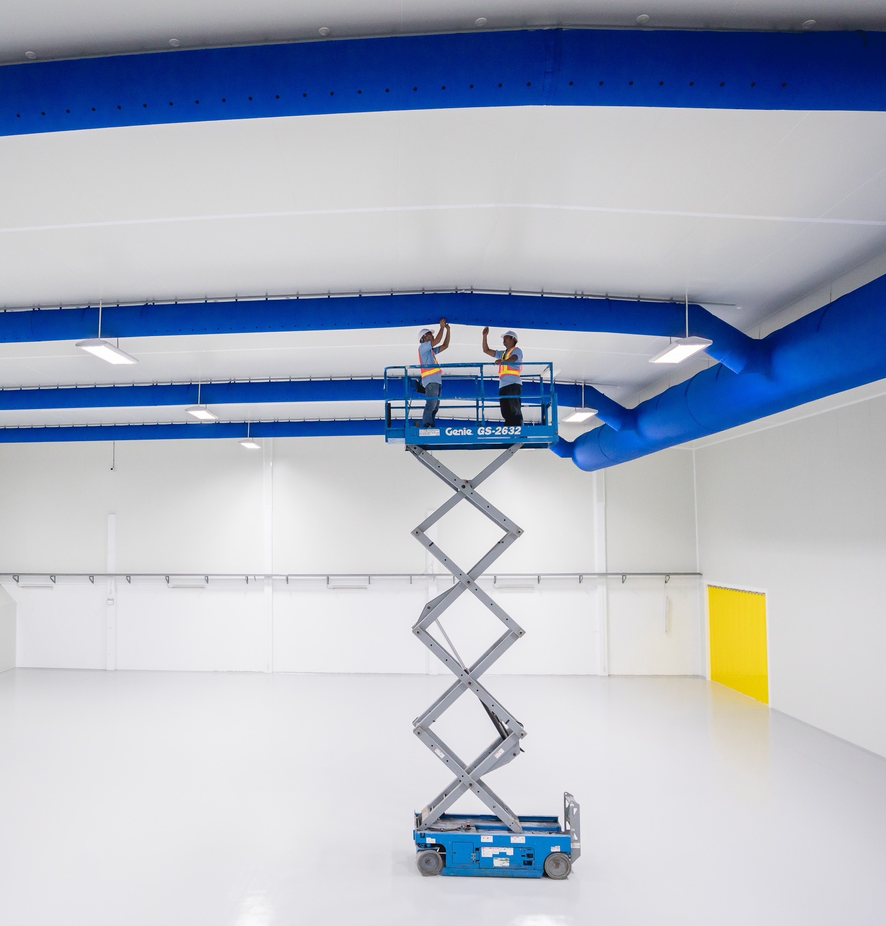 Blue duct cooling system inside a chocolate factory, IN
