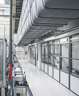 Industrial air ducts installed inside a factory, IN
