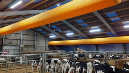 Fabric ducting provides air distribution for livestock environments
