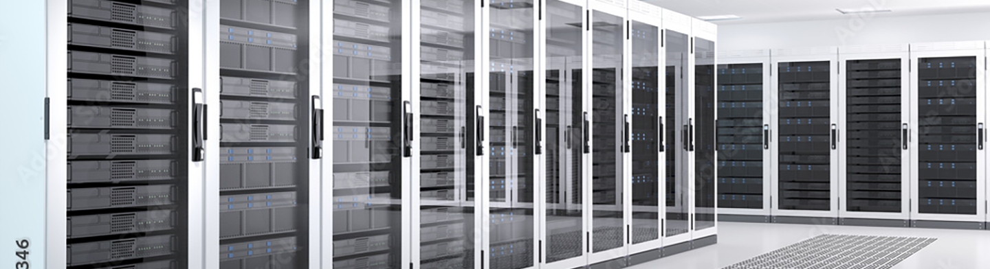 Data center in a white room