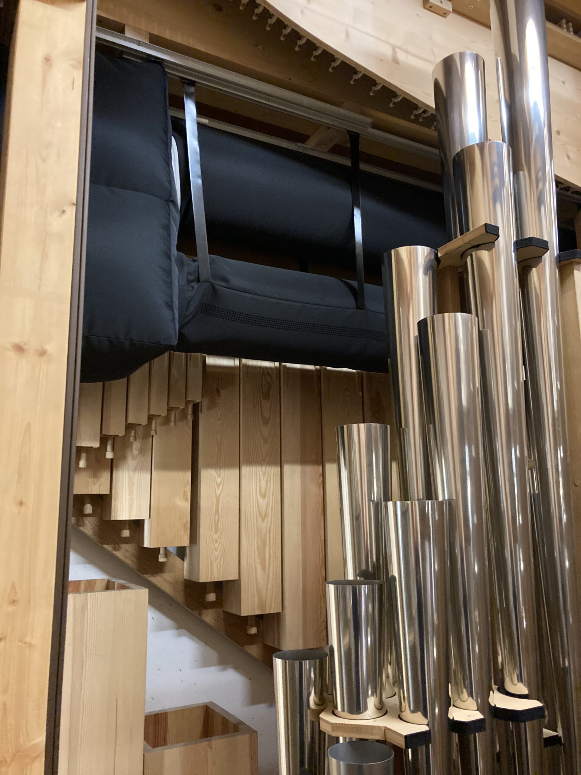 Black air duct design inside Leipzig University Church, Germany, 2