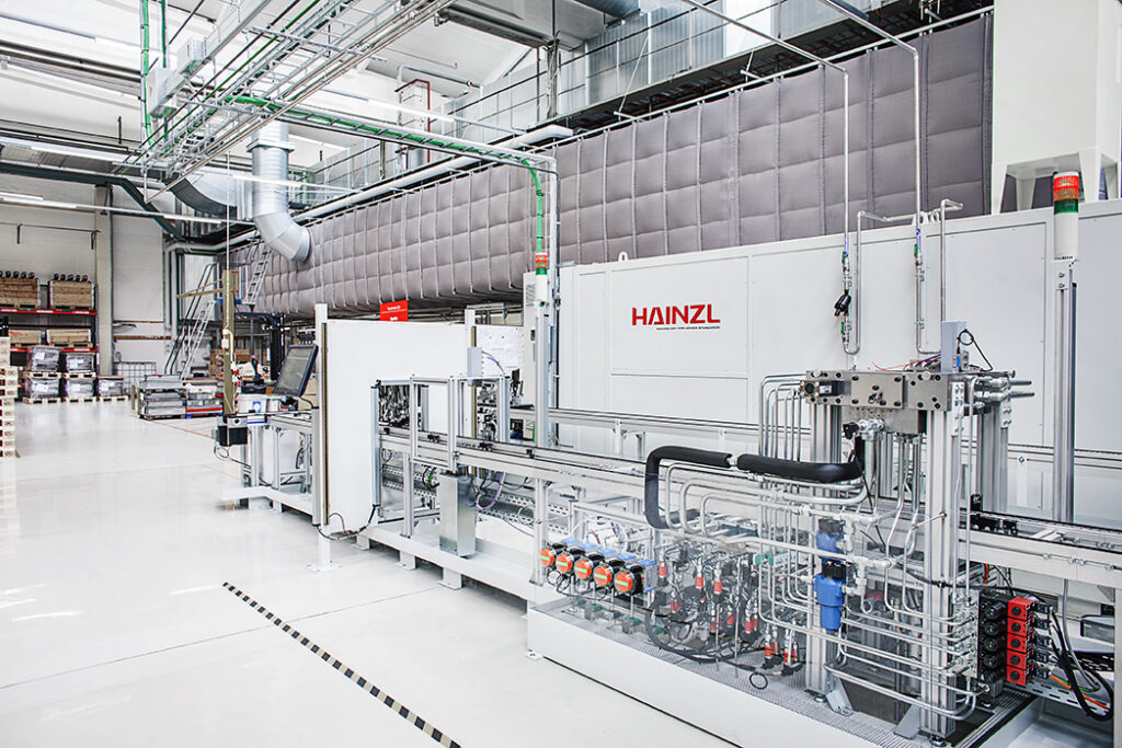Industrial air duct systems with white fabric duct design inside a factory Danfoss, Nordborg, Denmark, 2