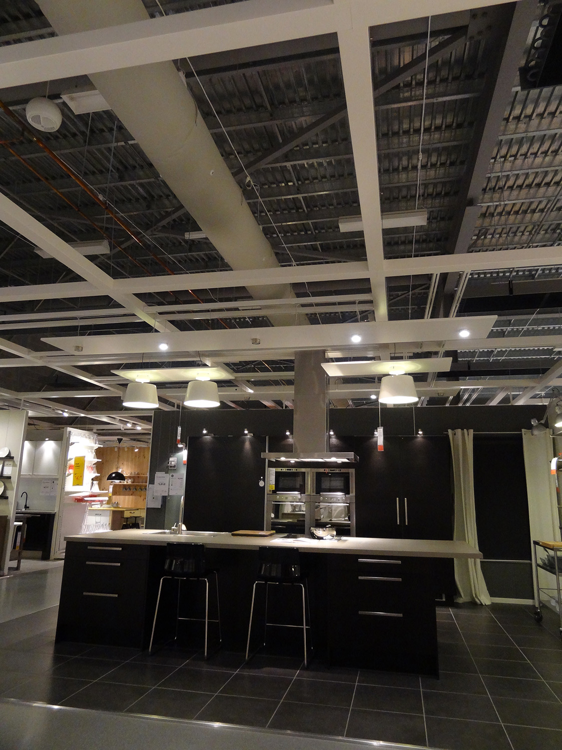 White air duct system, also called a ductwork system, inside IKEA, Springvale, Australia, 2