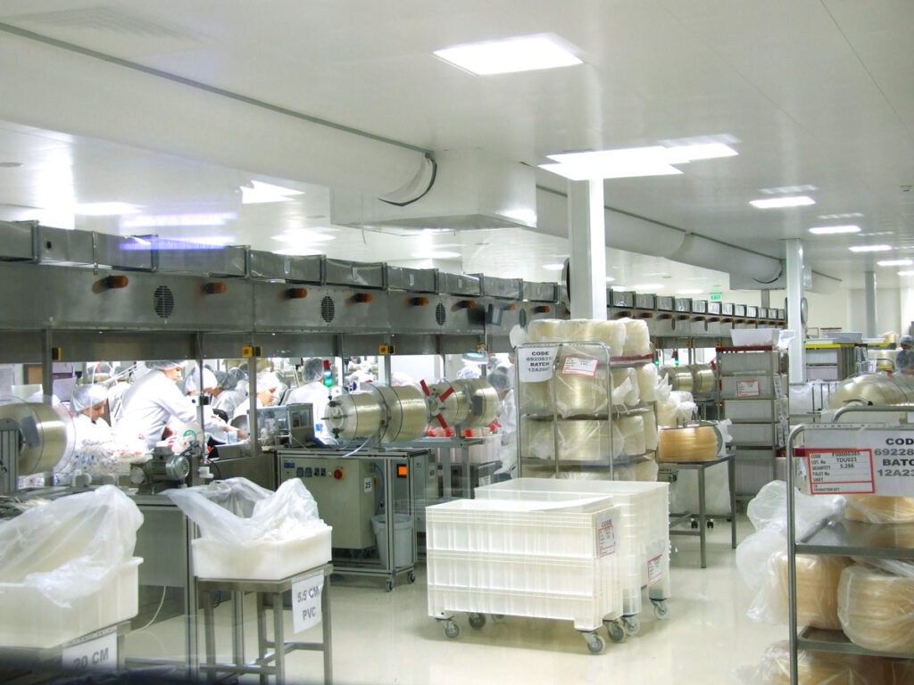 Ductwork system with white air duct design in a factory, Novamed GMBH, Antalya, Turkey, 2