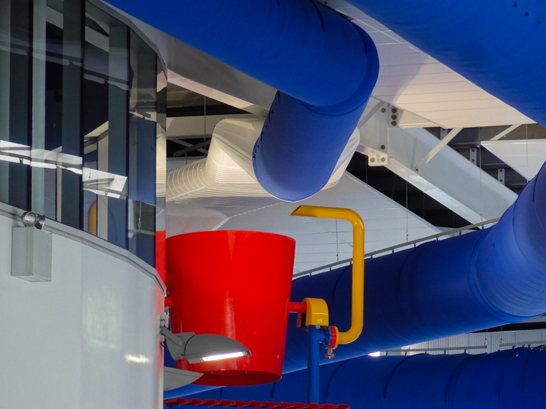 Air duct systems with blue fabric duct design installed in Watermarc, Greensborough, Australia, 2