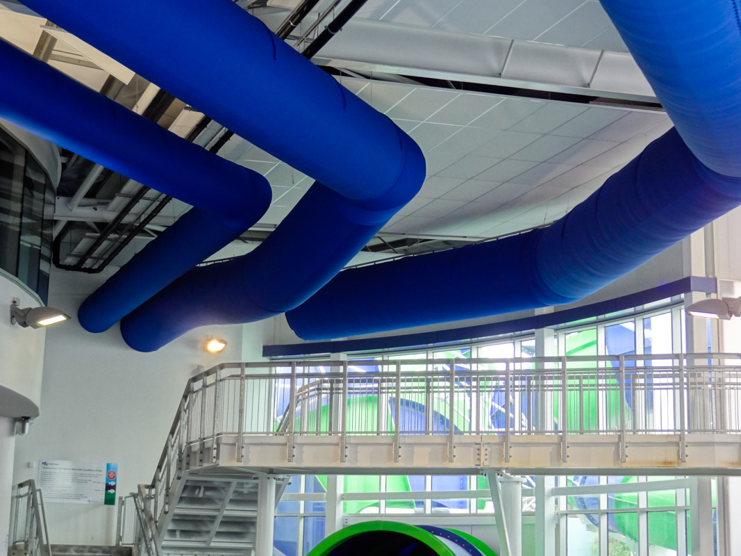 Blue air duct systems in Watermarc, Greensborough, Australia, 2