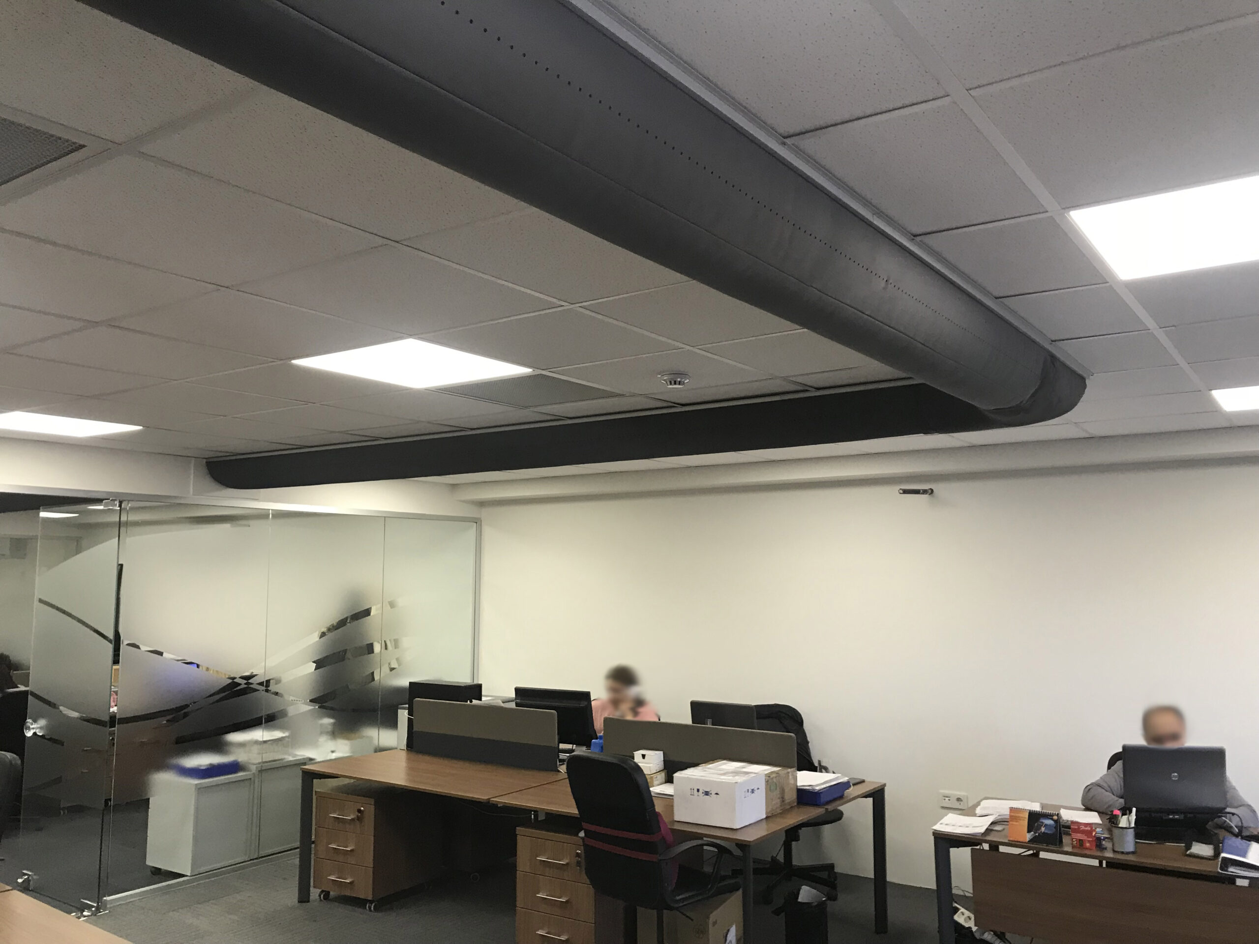 FabricAir air duct system with black fabric duct design inside Systemair HSK office, Turkey, 2