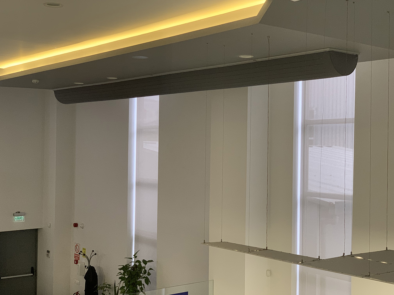Minimalistic grey air duct design inside an office, ZEISS Office, Turkey, 2