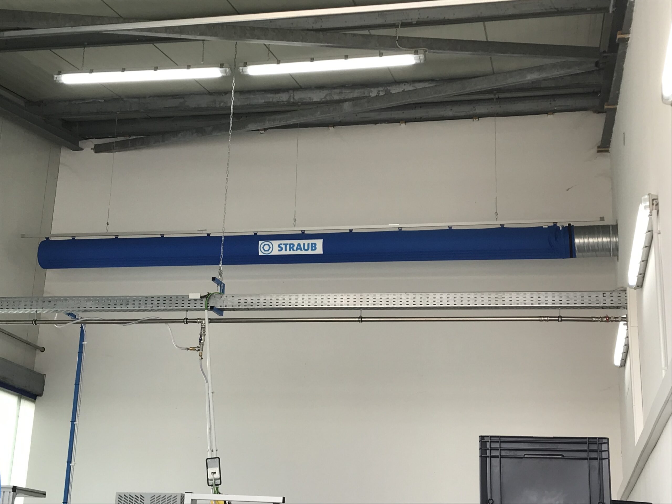 Industrial ductwork system with blue air duct design, STRAUB KG, Germany, 2