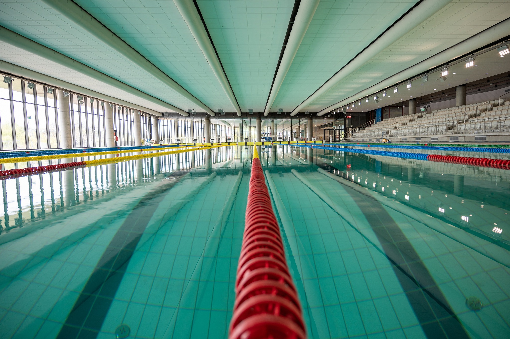 Swimming pool air duct system in Žalgiris Arena Water Sports Center, Lithuania