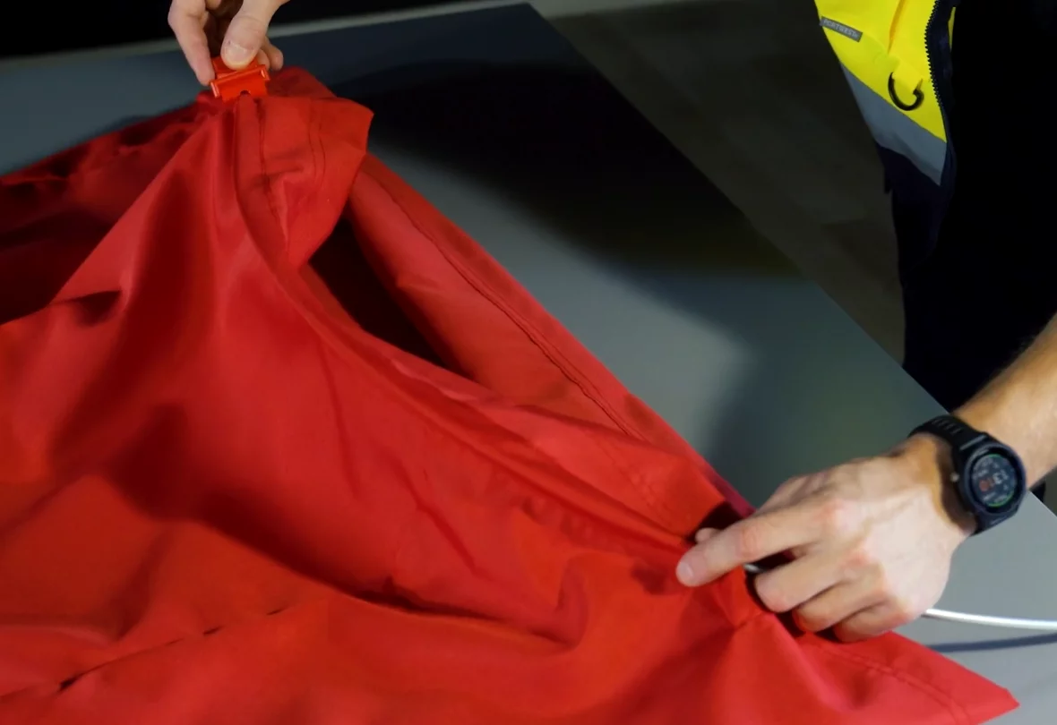 Red fabric duct material, UK