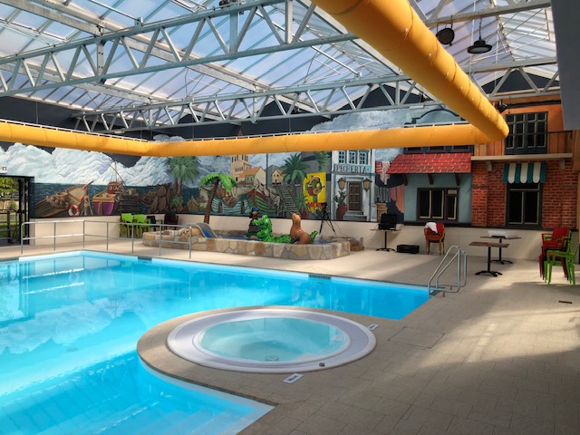 yellow duct socks installed in a natatorium