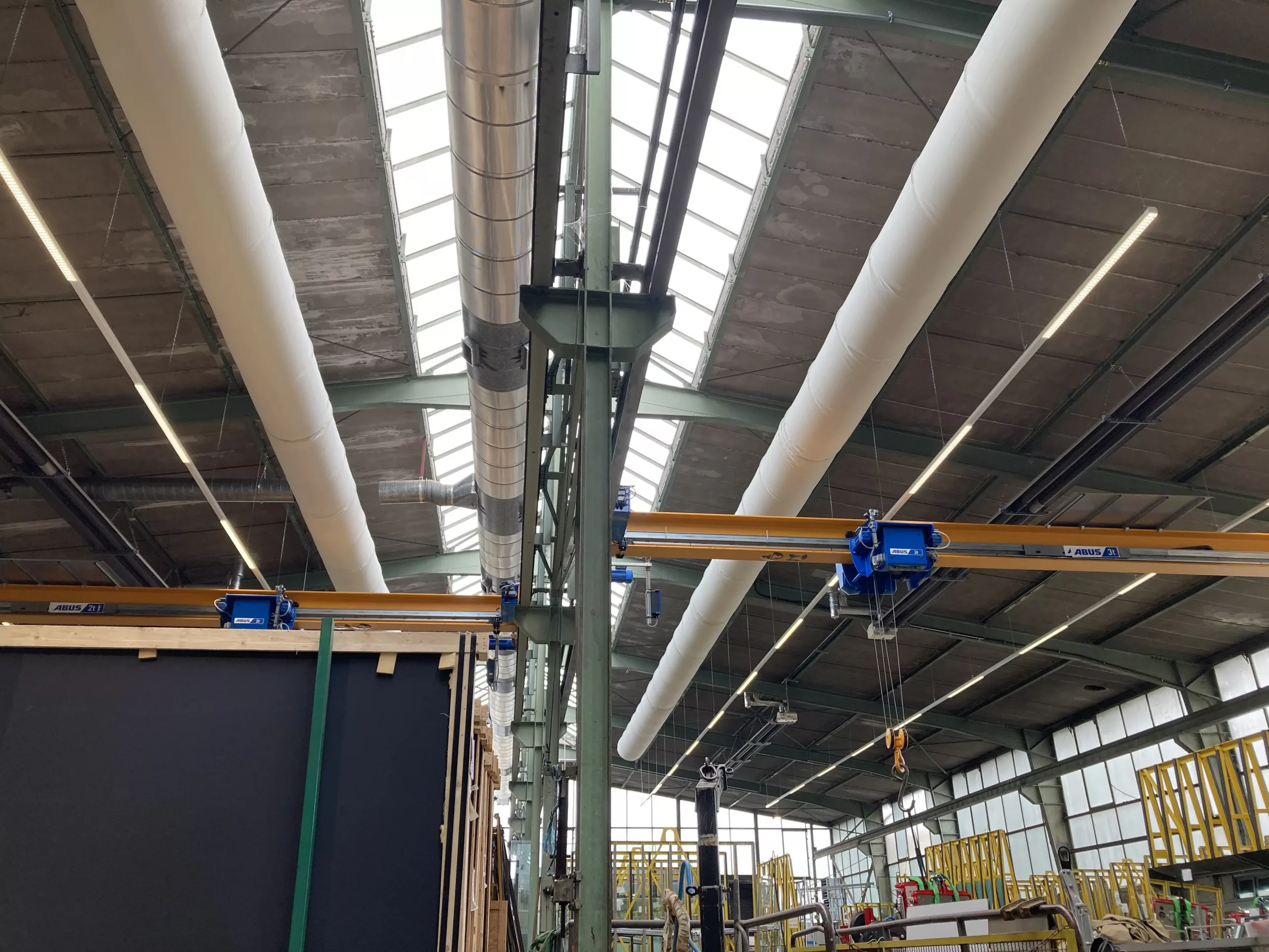 FabricAir air dispersion system installed in glass processing facility in Cologne Germany