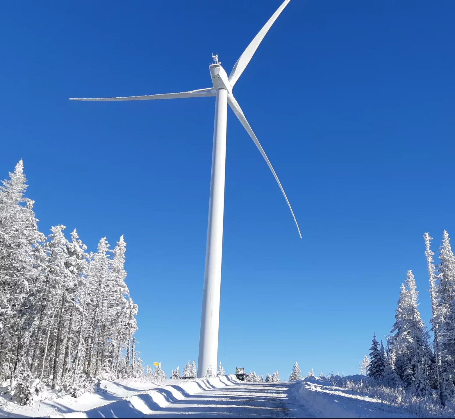Wind turbine in wintery conditions - Borealis Wind