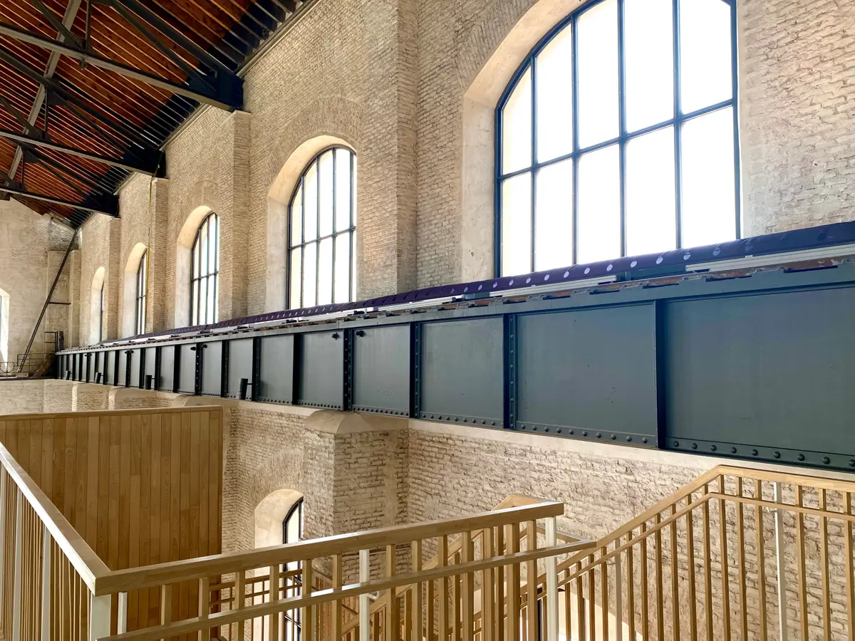 Black fabric air duct in a chapel, US