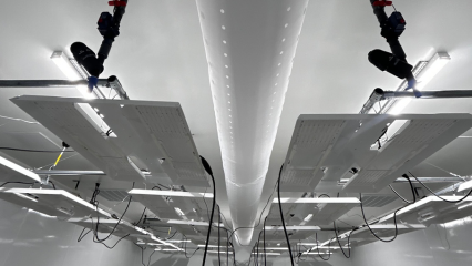 Fabric ducts provide overhead optimal air dispersion for the Moose Meadows cultivation facility