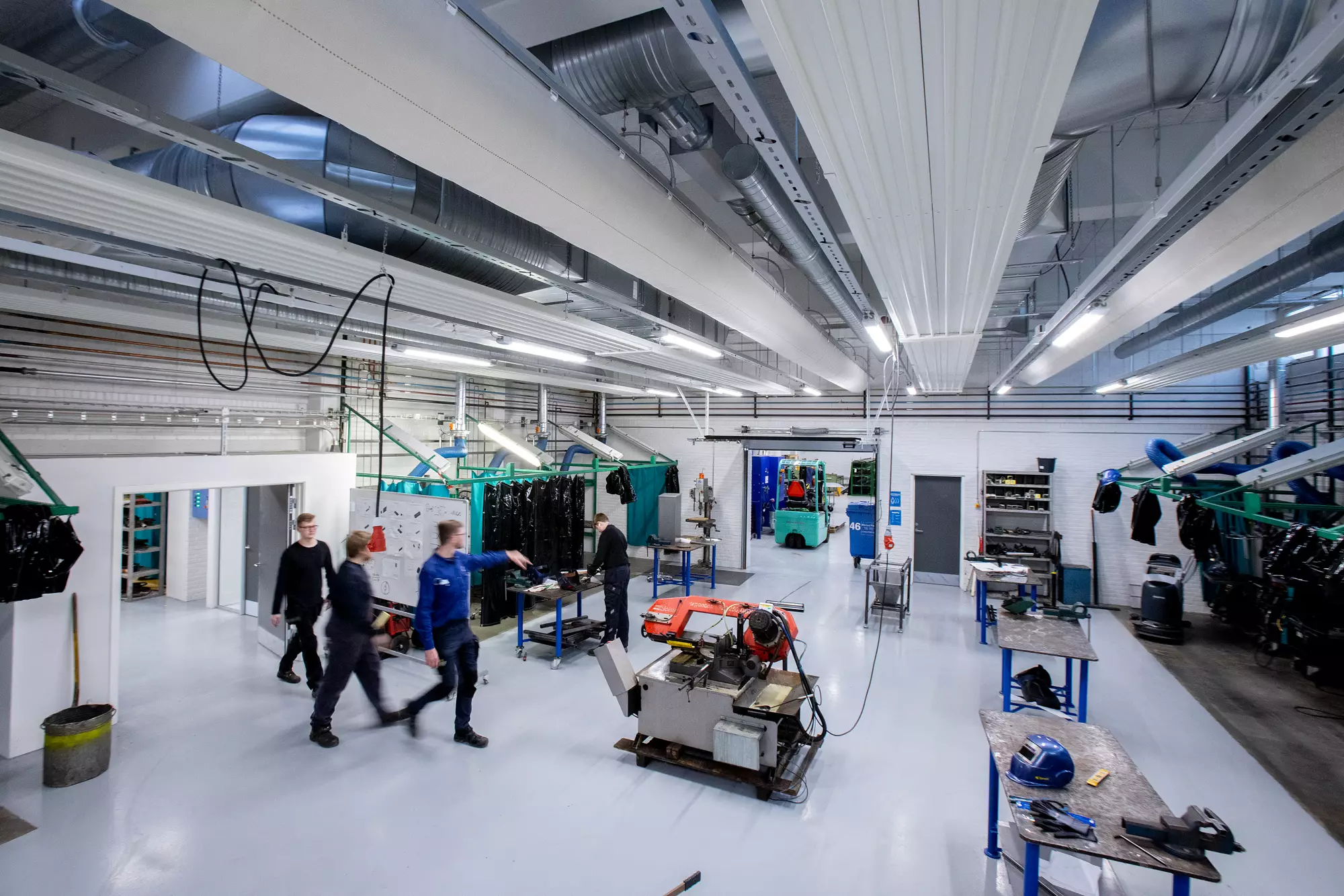 White dispersion system in a factory, Rybners Tekniske Skole, Esbjerg, Denmark