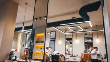 Fabric air dispersion system installed in a modern hair salon