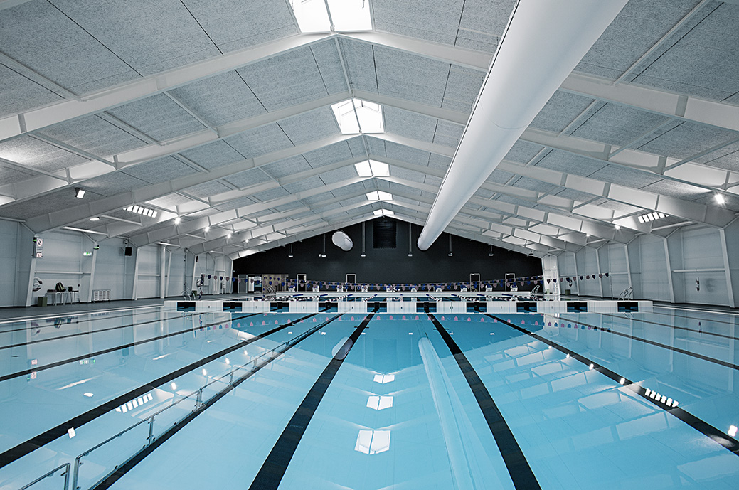 indoor swimming pool with fabric duct overhead