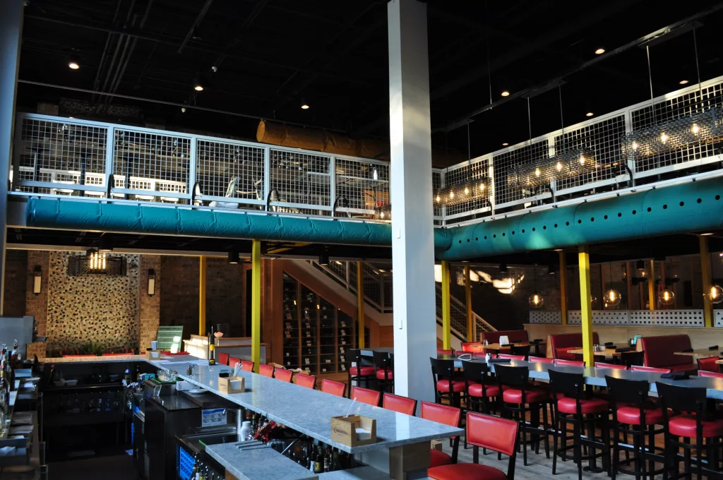 FabricAir fabric duct in a custom color installed in the Cinco Mexican Restaurant in Atlanta, Georgia, USA