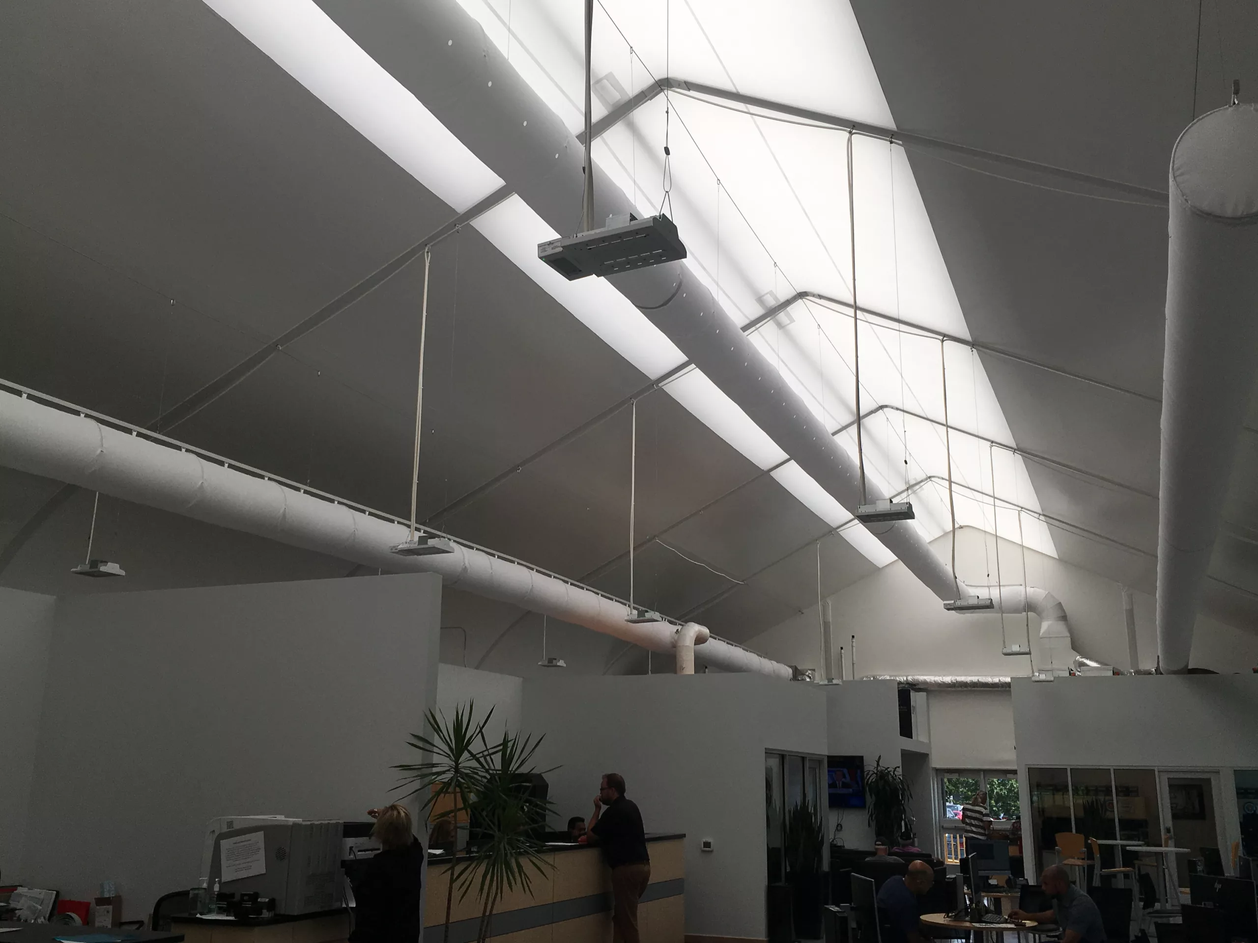 FabricAir fabric duct installed in a temporary office space