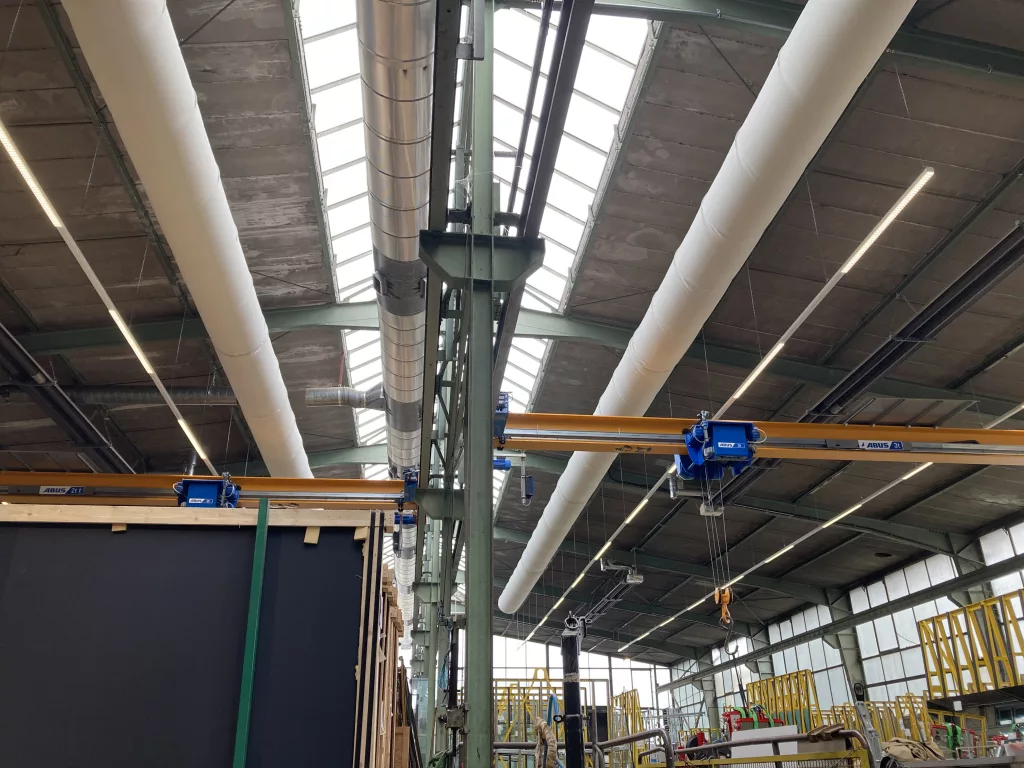 FabricAir air dispersion system installed in glass processing facility in Cologne Germany