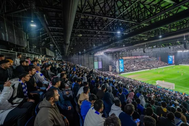 Al Hilal Saudi Football Club fans enjoy high indoor air quality due to the more than 2,450 meters of black fabric ducts maintain high indoor air quality at the Kingdom Arena Stadium in Riyadh, Saudi Arabia
