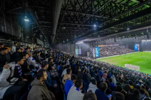 Al Hilal Saudi Football Club fans enjoy high indoor air quality due to the more than 2,450 meters of black fabric ducts maintain high indoor air quality at the Kingdom Arena Stadium in Riyadh, Saudi Arabia