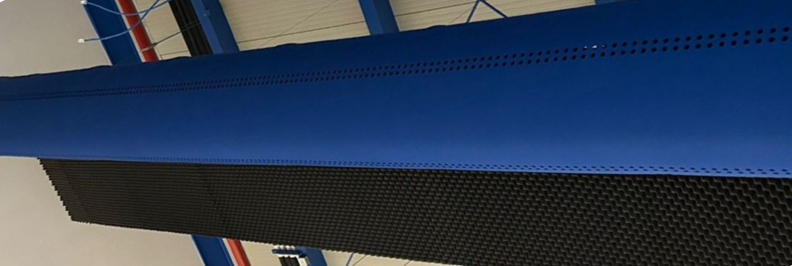 Blue FabricAir textile ducts provide comfortable, efficient airflow in auditoriums and offices.