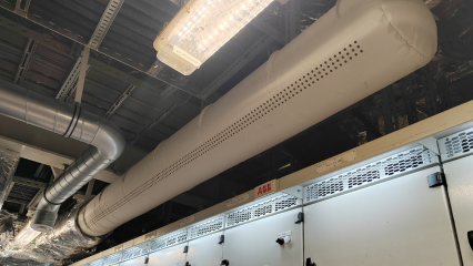 Light gray fabric ducts installed in the Van Oord Offshore Vessel in China
