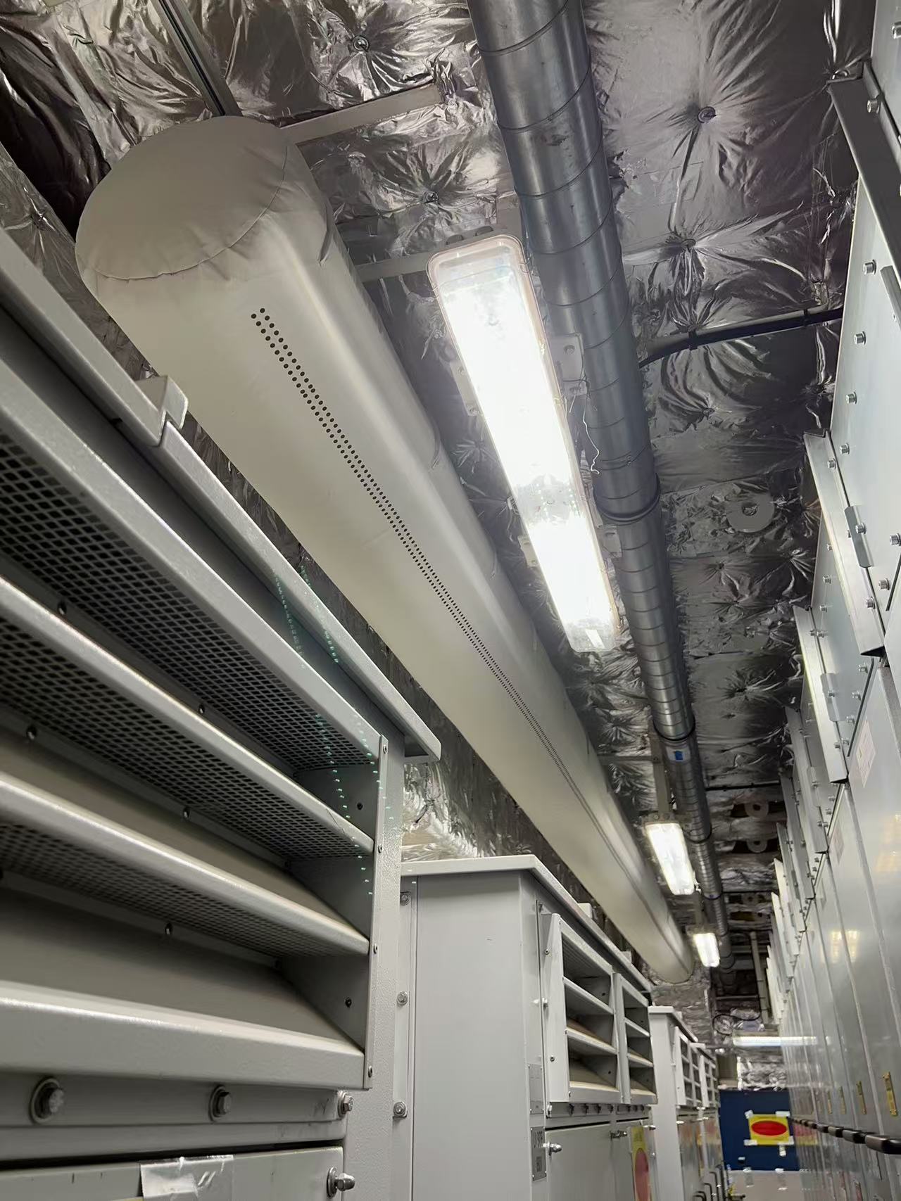 Light gray fabric ducts installed in the Van Oord Offshore Vessel in China