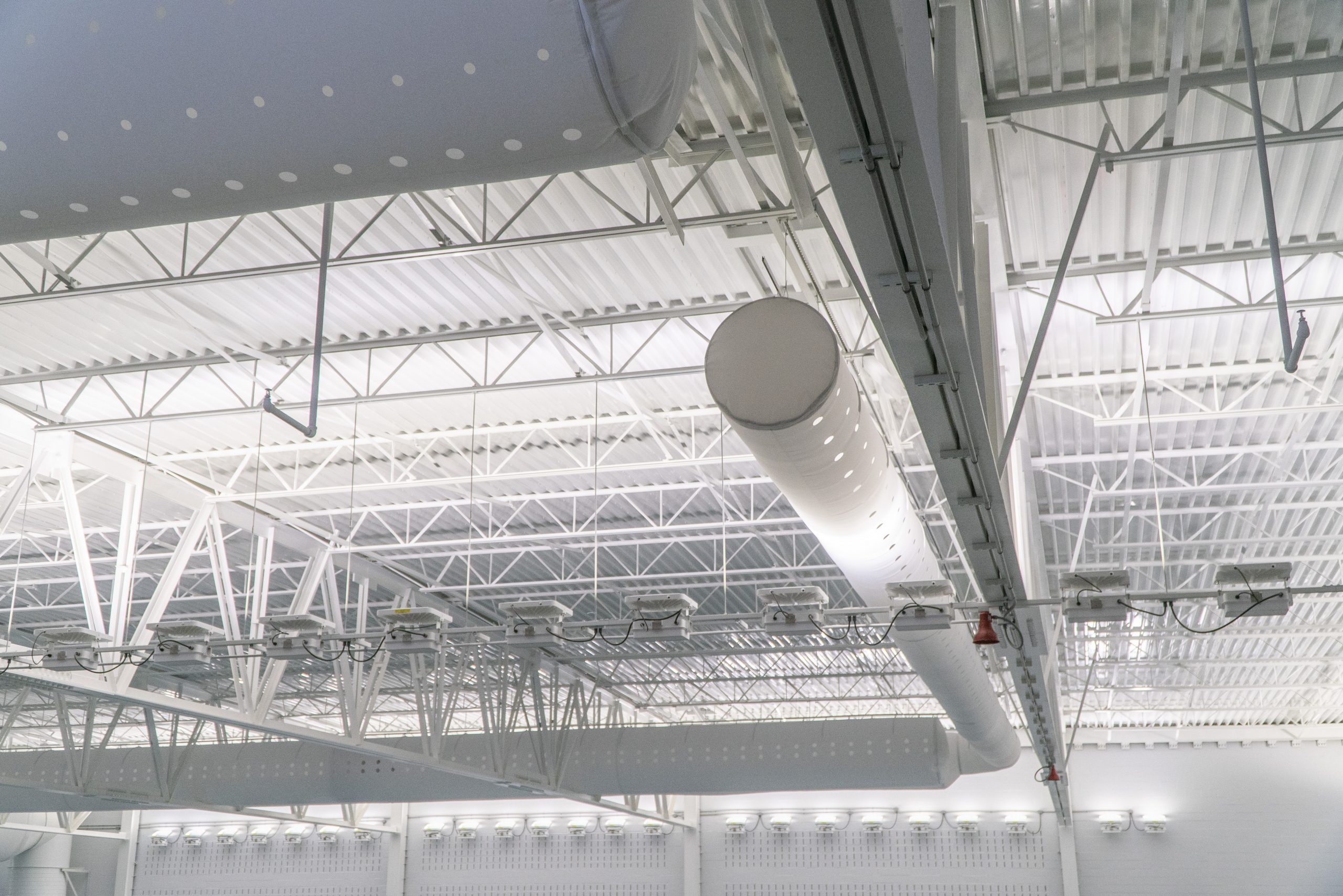 White FabricAir ducting in the Aquatic Center at Mylan Park at West Virginia University