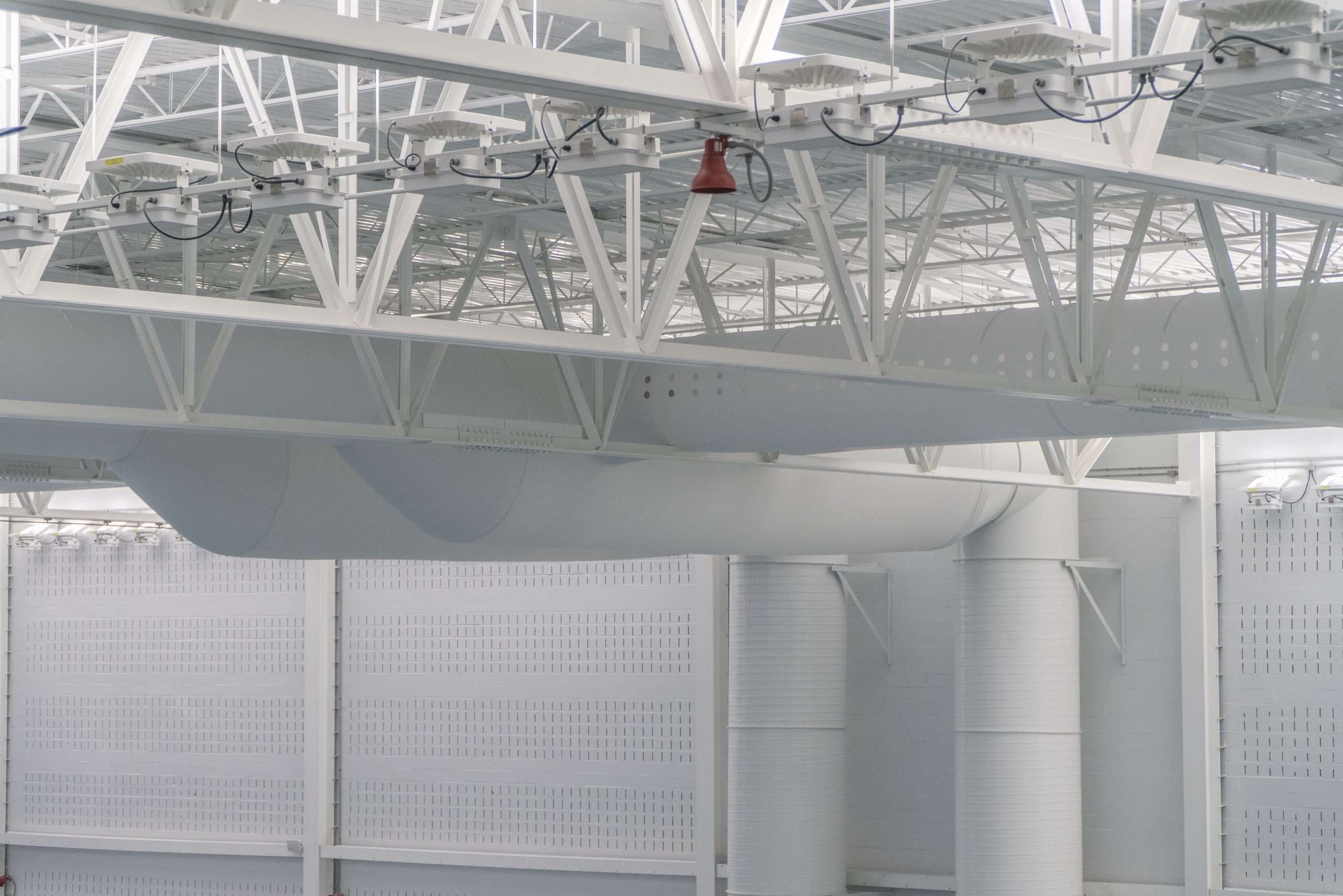 White FabricAir ducting in the Aquatic Center at Mylan Park at West Virginia University