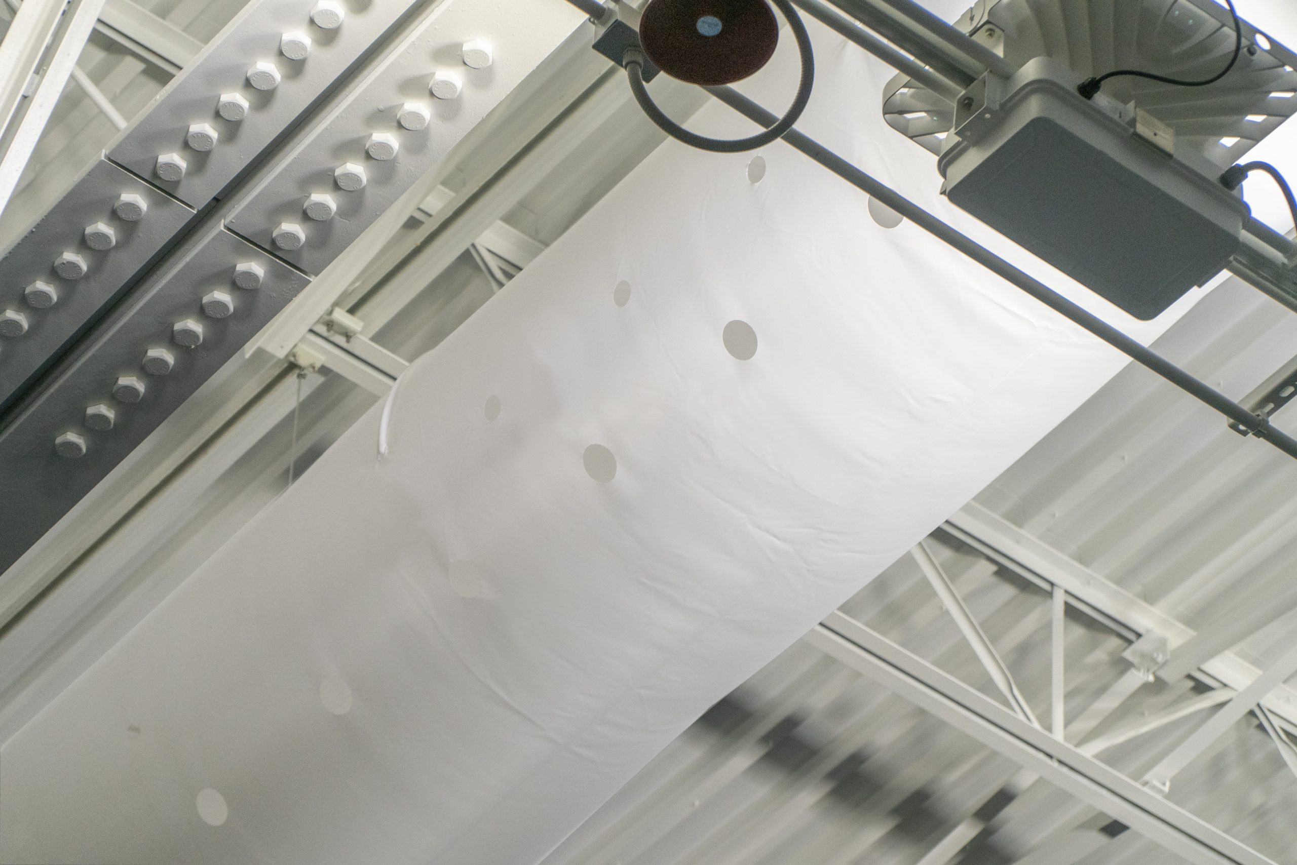 White FabricAir ducting in the Aquatic Center at Mylan Park at West Virginia University