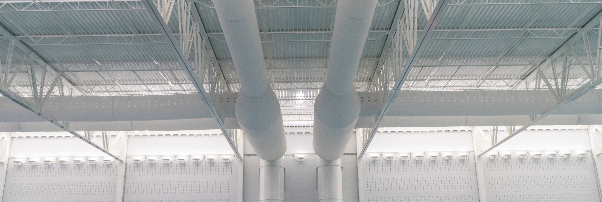 White FabricAir ducting in the Aquatic Center at Mylan Park at West Virginia University